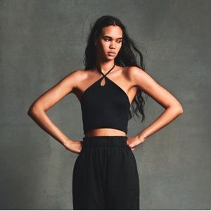 Zara black keyhole crop top S